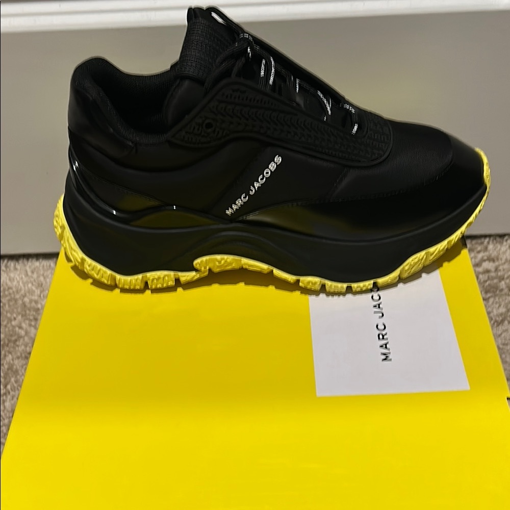 Marc Jacobs Black and Yellow Sneakers with Chunky Sole